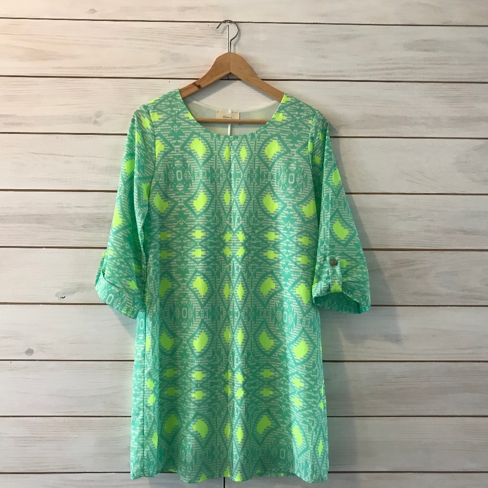 Everly Geometric Print Shift Dress